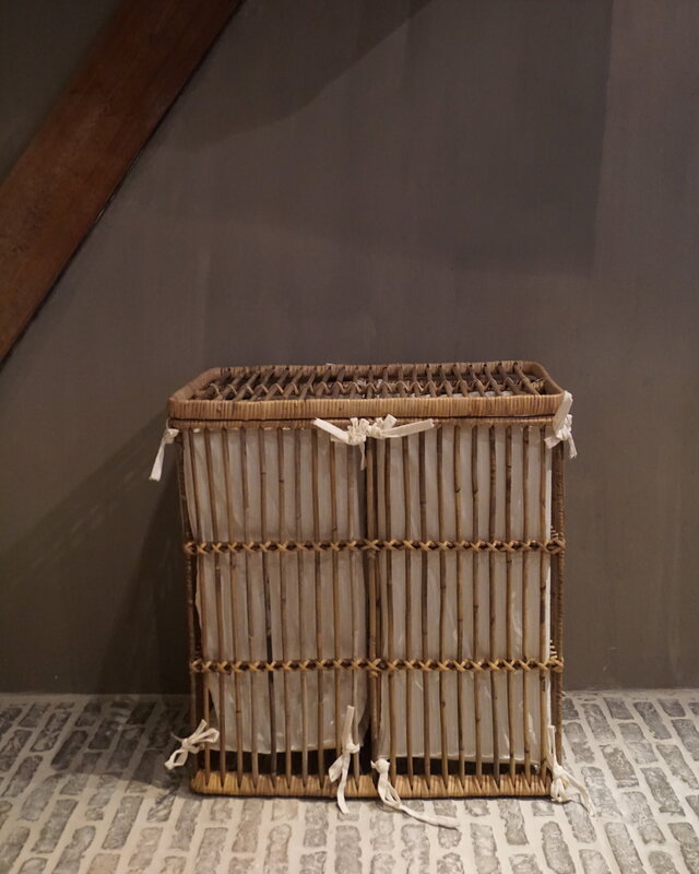 Rene Houtman Wasmand Dubbel Rotan Linnen Zakken B58 cm