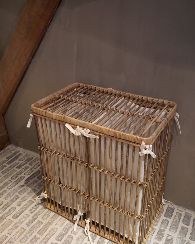 Rene Houtman Wasmand Dubbel Rotan Linnen Zakken B58 cm