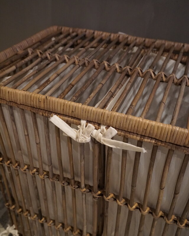 Rene Houtman Wasmand Dubbel Rotan Linnen Zakken B58 cm