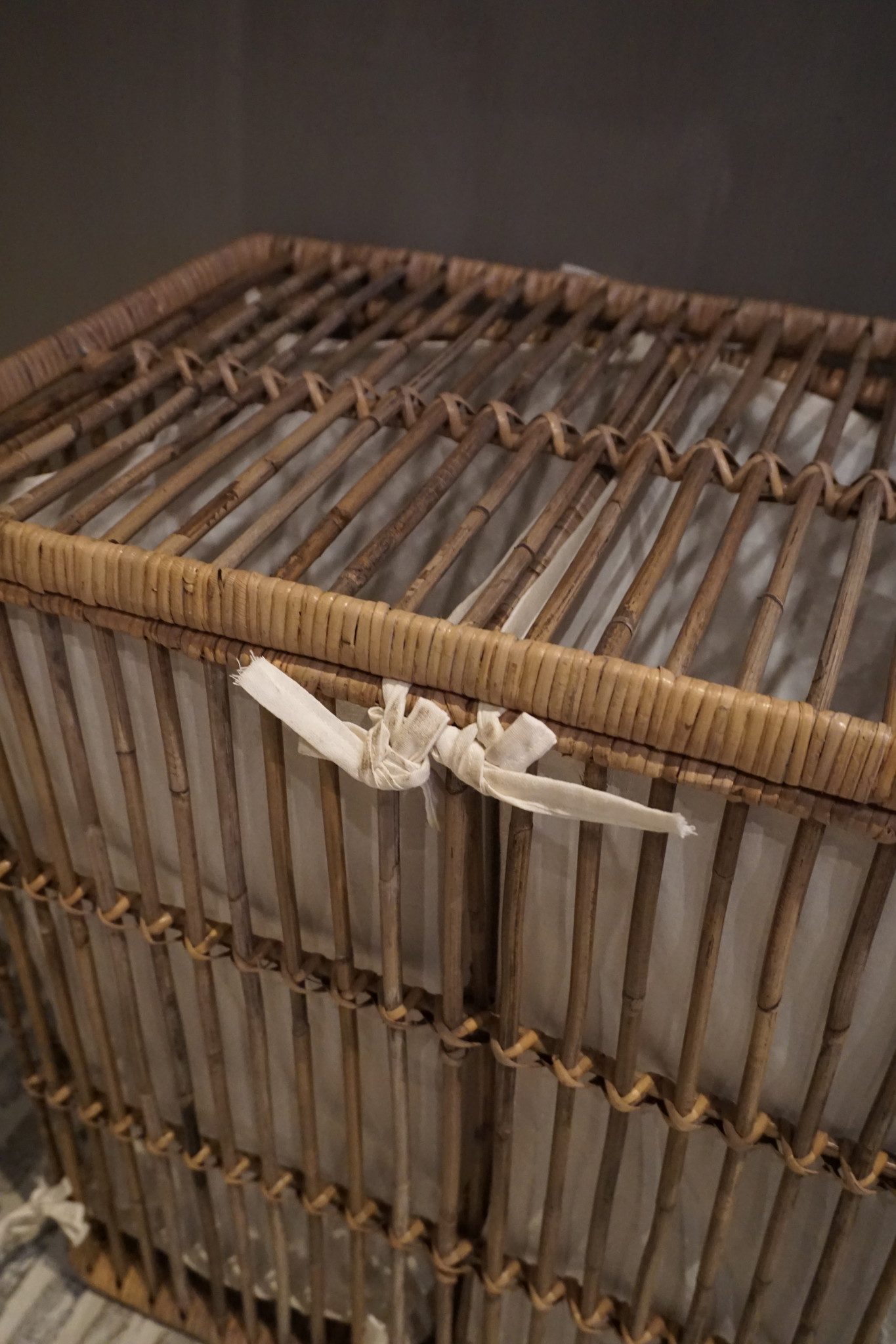 Rene Houtman Wasmand Dubbel Rotan Linnen Zakken B58 cm
