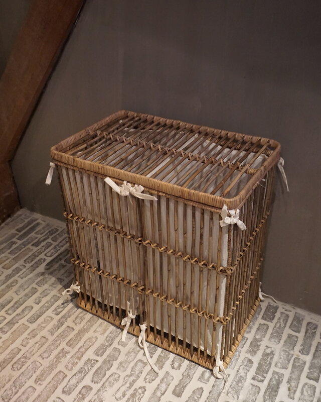 Rene Houtman Wasmand Dubbel Rotan Linnen Zakken B58 cm