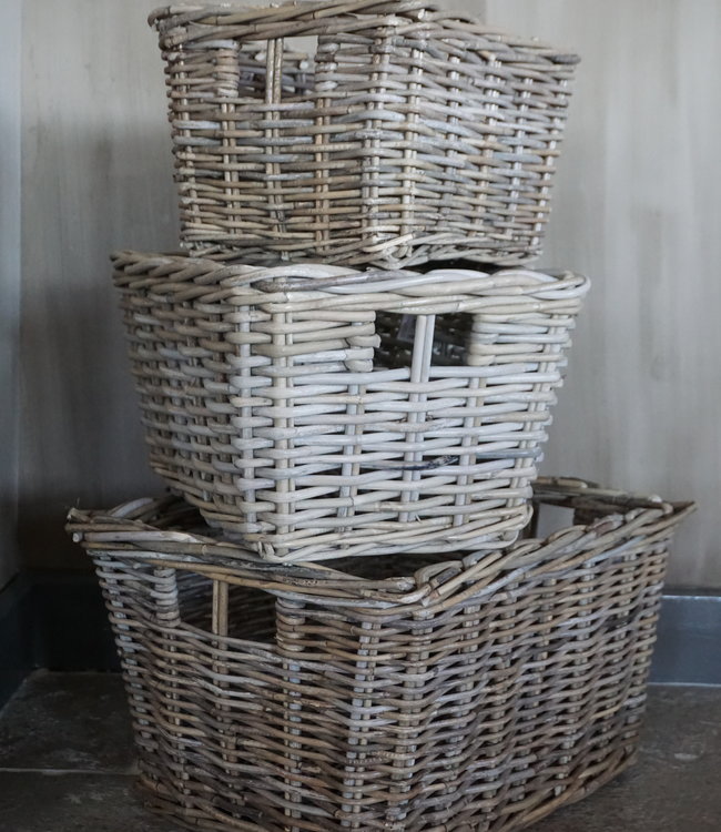 Rene Houtman Lademand Rotan Grey L34 x B24 x H20 Cm