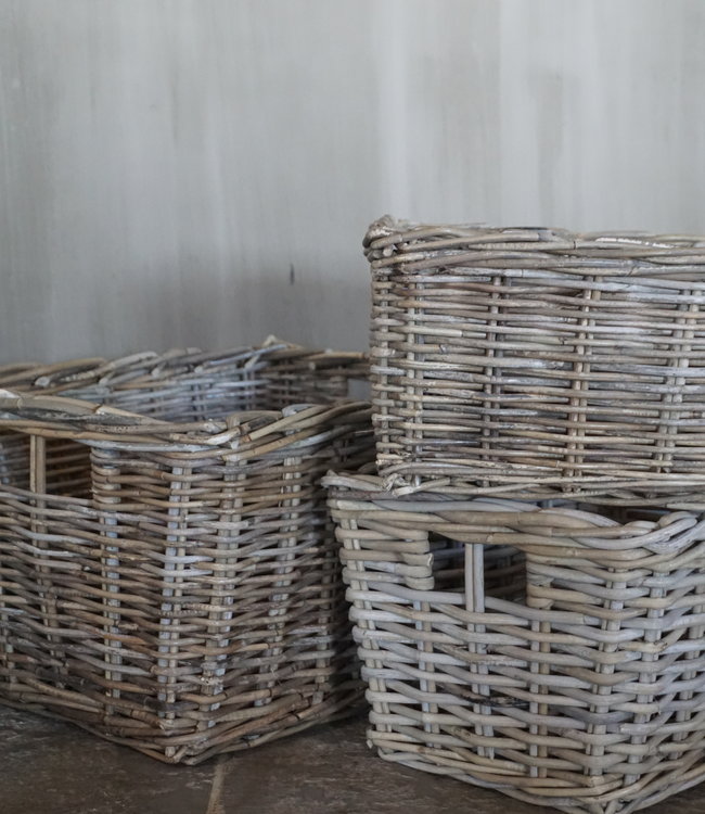 Rene Houtman Lademand Rotan Grey L50 x B40 x H30 Cm