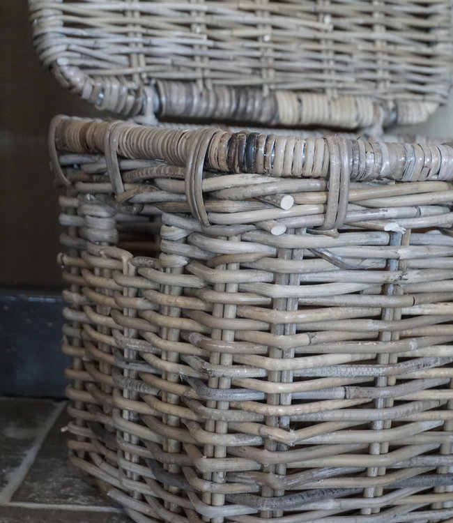 Rene Houtman Set rieten opbermanden Rotan Grijs 3-Delig