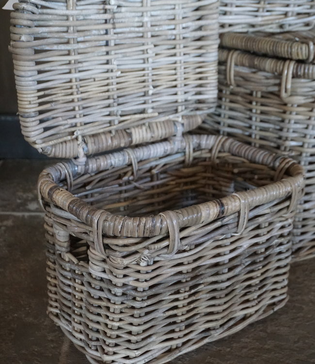 Rene Houtman Set rieten opbermanden Rotan Grijs 3-Delig