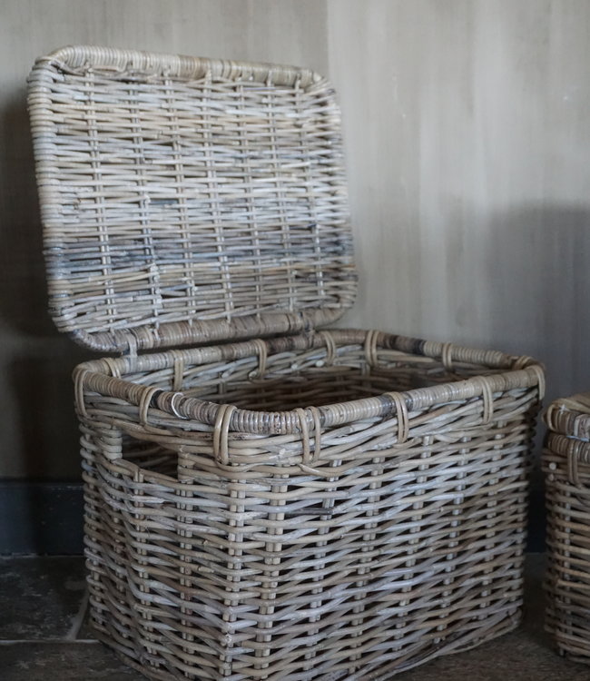 Rene Houtman Set rieten opbermanden Rotan Grijs 3-Delig