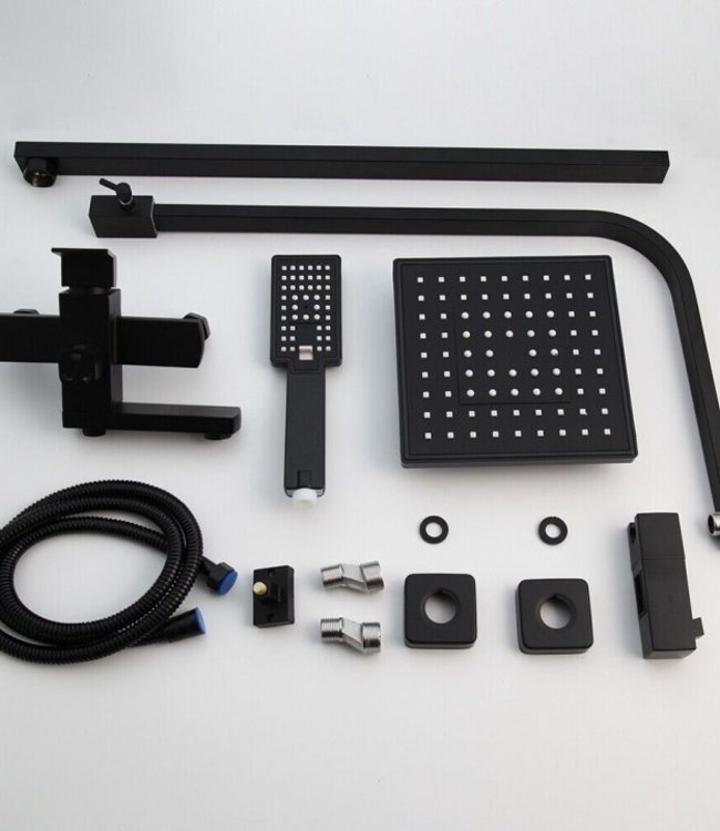 Rene Houtman Zwarte Regendouche | Opbouw | Vierkante douchekop