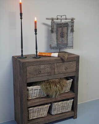 Rene Houtman Sidetable 2 Lades Lia B80xD38xH90 Old Teak