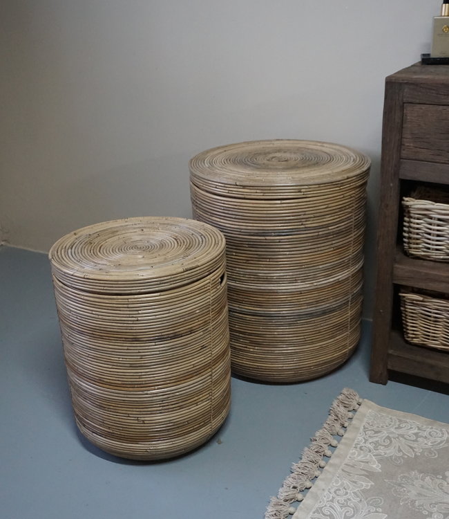 Rene Houtman Wasmand Rond Naturel Rotan H66 x D55 cm