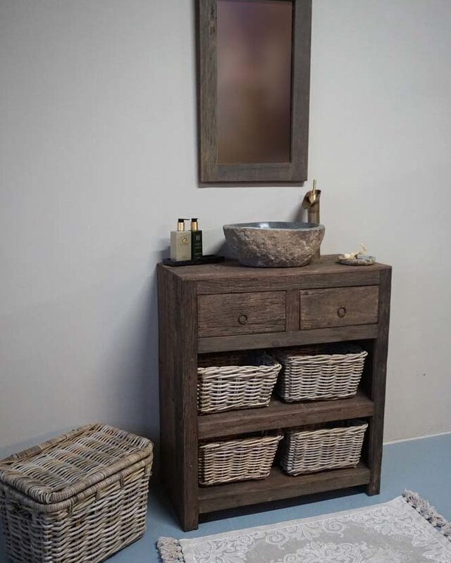 Rene Houtman Landelijk Badkamermeubel Oud Hout 80 cm