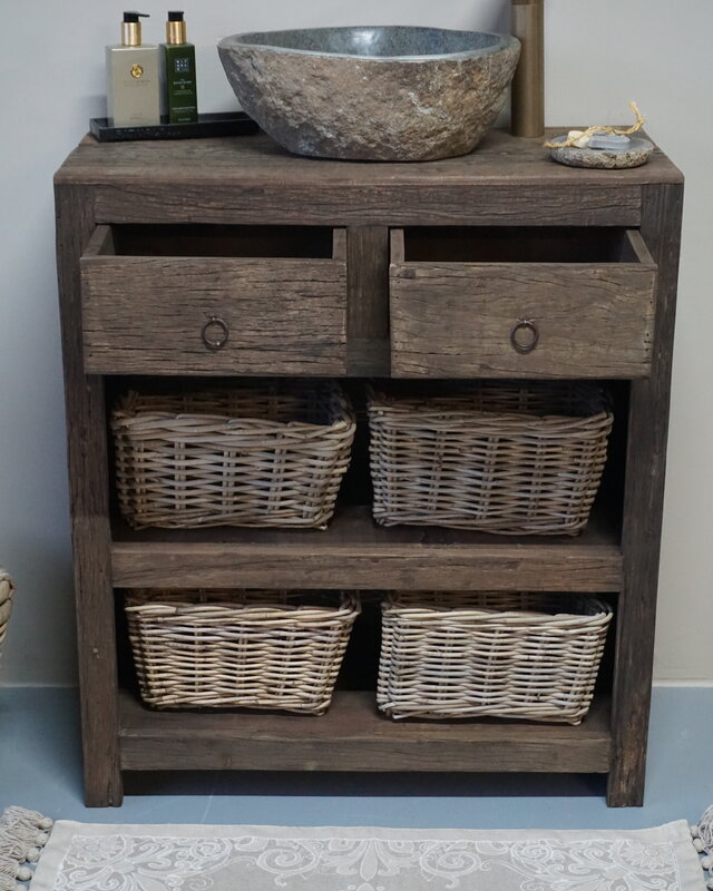 Rene Houtman Landelijk Badkamermeubel Oud Hout 80 cm