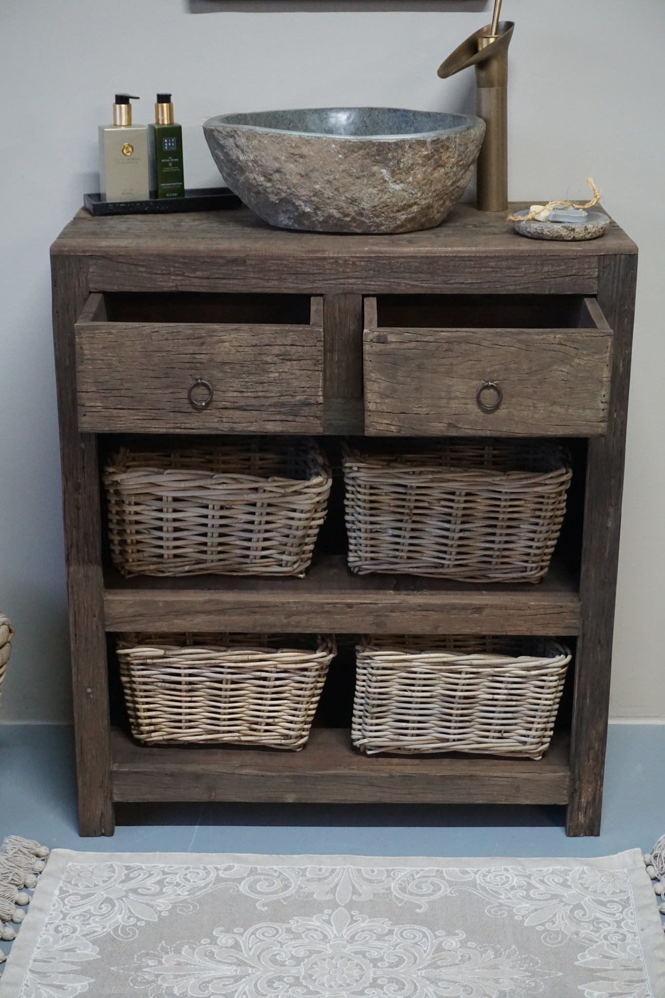 Rene Houtman Landelijk Badkamermeubel Oud Hout 80 cm