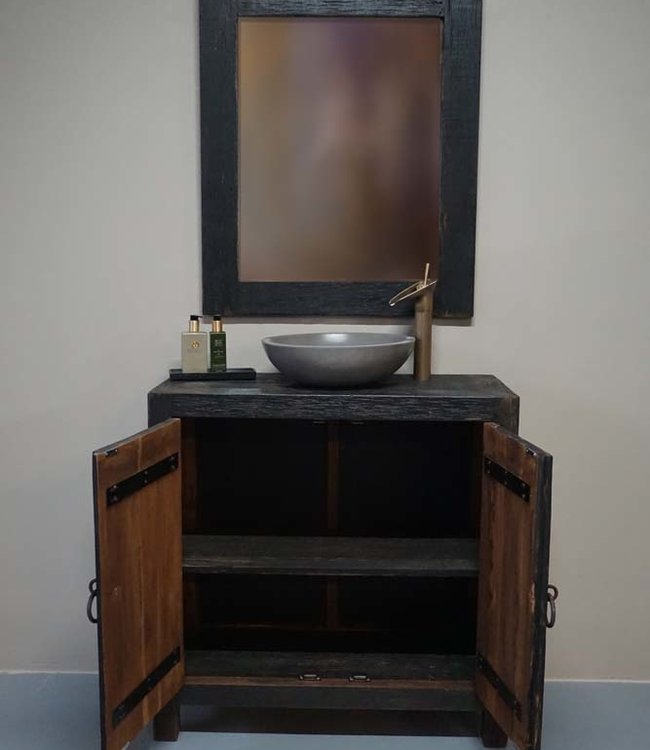 Rene Houtman Wastafelmeubel Hendrik 90x90 cm Zwart Hout