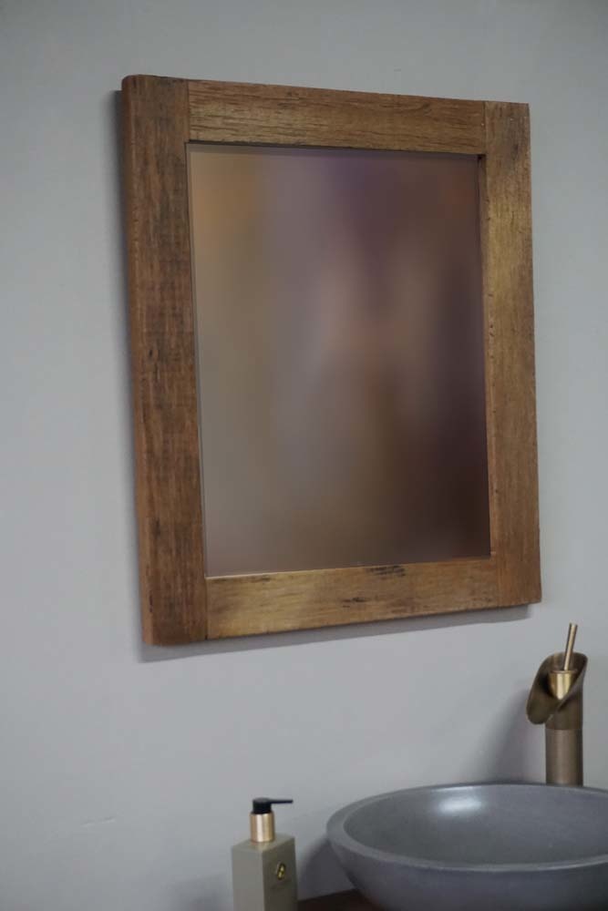 Rene Houtman Spiegel Dirty Grey 65x55x3 cm Oud Teak Hout