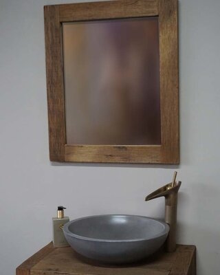 Rene Houtman Spiegel Dirty Grey 65x55x3 cm Oud Teak Hout