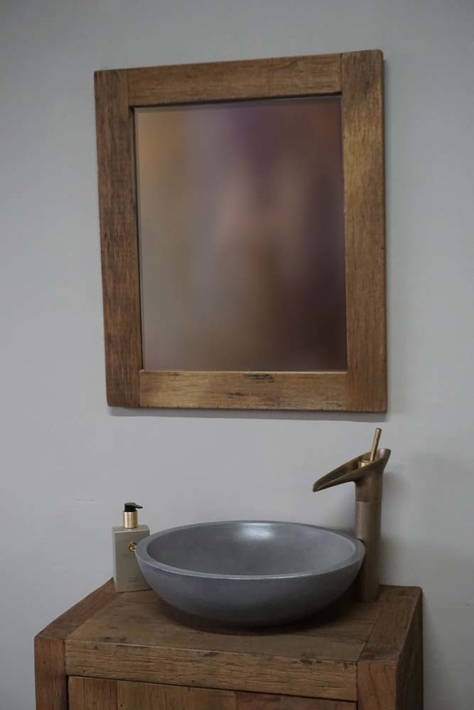 Rene Houtman Spiegel Dirty Grey 65x55x3 cm Oud Teak Hout