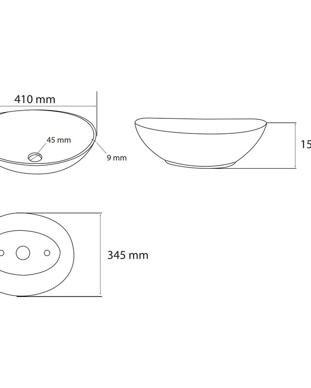 Differnz Ell waskom opbouw - 41 x 34.5 x 15 cm - wit