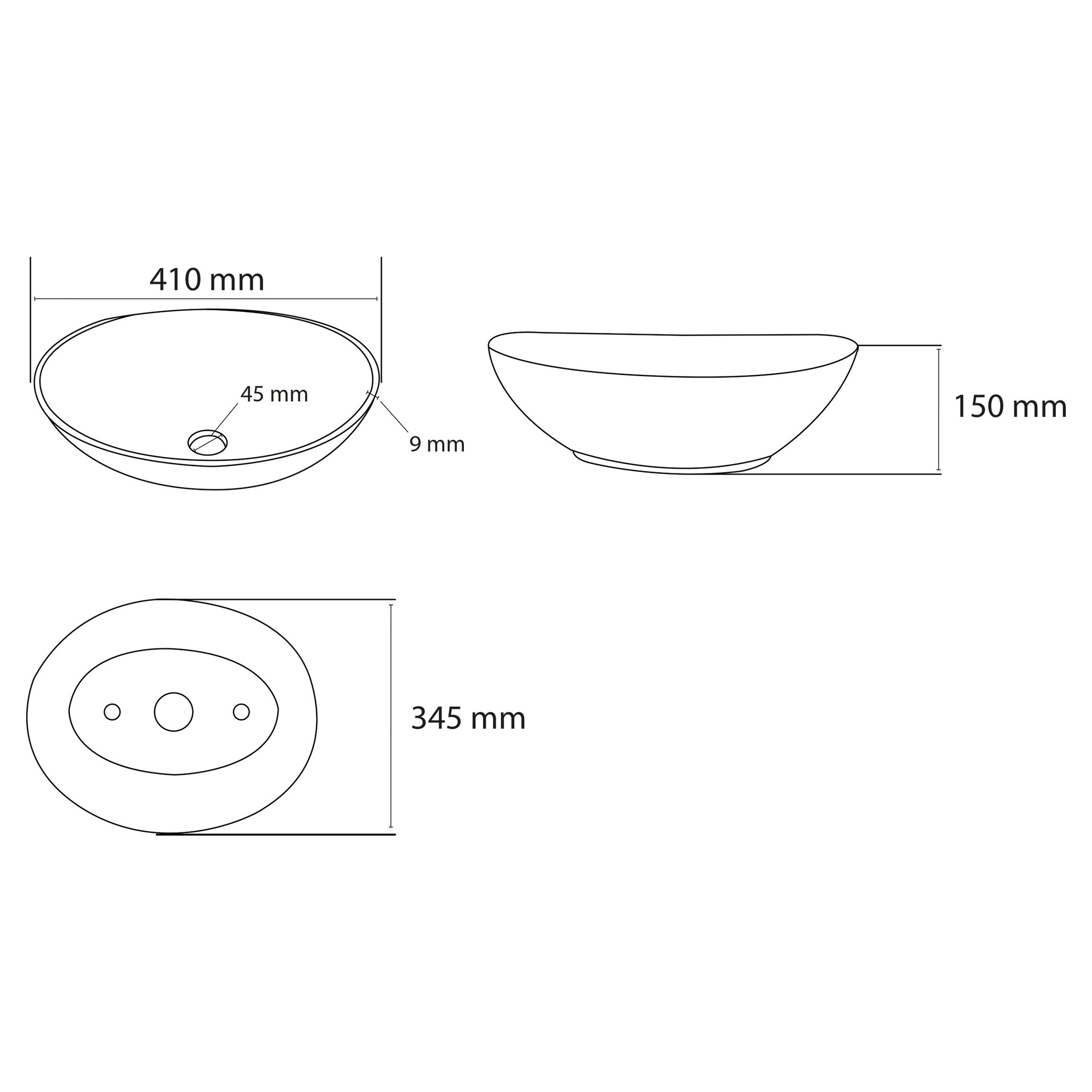 Differnz Ell waskom opbouw - 41 x 34.5 x 15 cm - wit