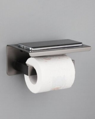 Rene Houtman Wc-Rol Houder met Plateau | Gun Metal