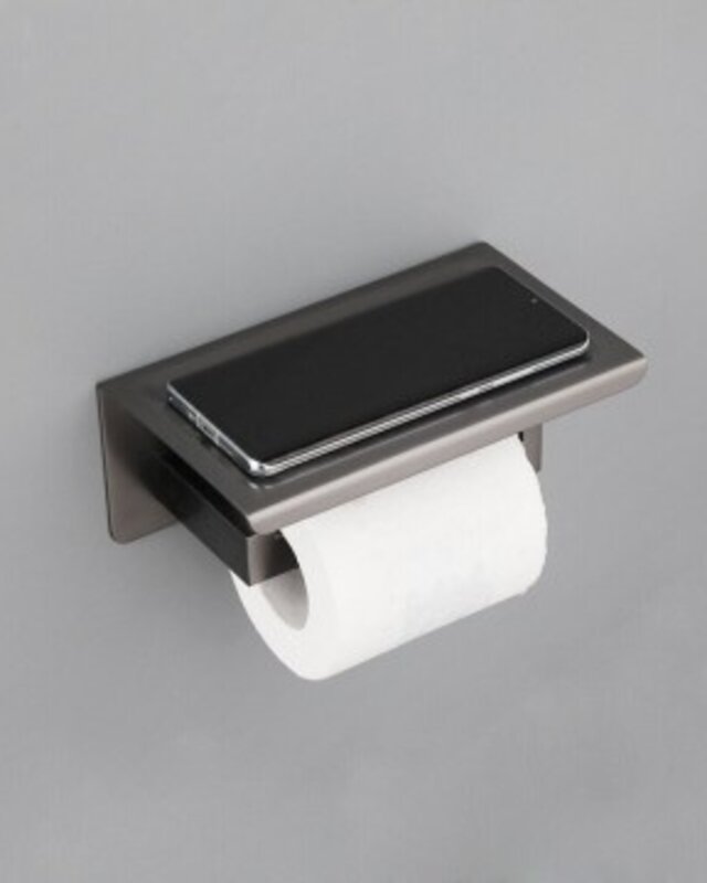 Rene Houtman Wc-Rol Houder met Plateau | Gun Metal