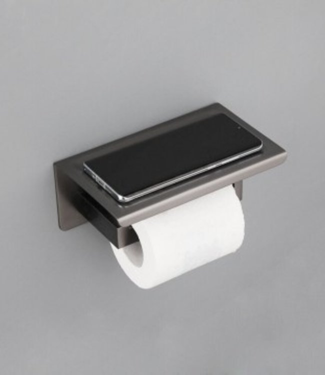 Rene Houtman Wc-Rol Houder met Plateau | Gun Metal