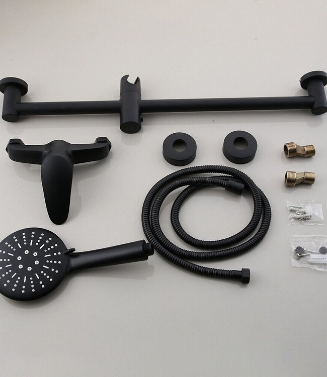 Rene Houtman Douchekraan met glijstang en shampoo bak - Zwart