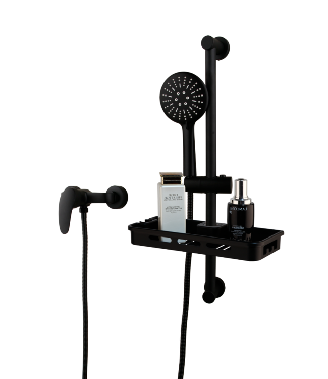 Rene Houtman Douchekraan met glijstang en shampoo bak - Zwart