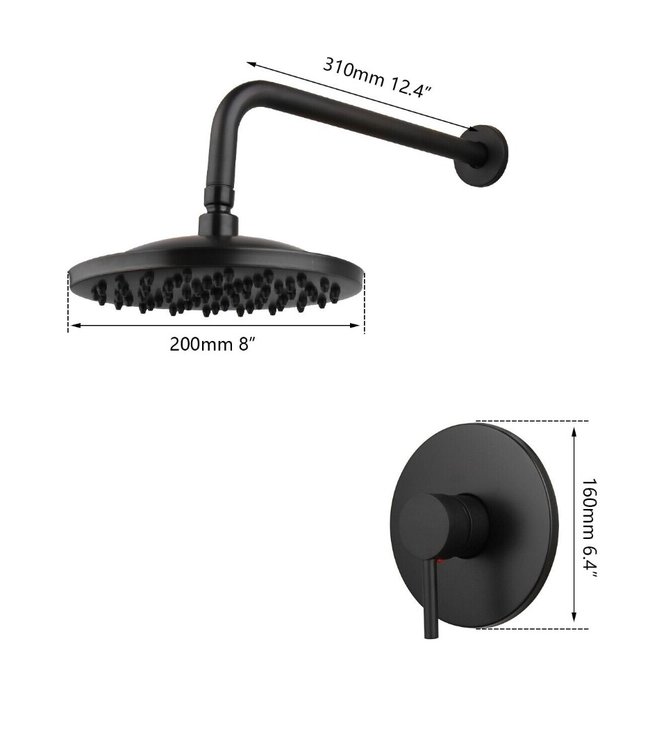 Rene Houtman Regendouche met ronde douchekop - Zwart