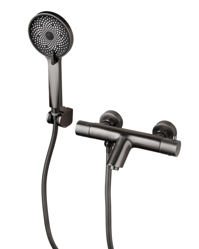 Rene Houtman Thermostatische Badkraan met 3 Standen Handdouche | Gun Metal