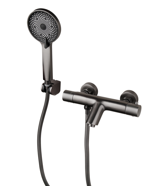 Rene Houtman Thermostatische Badkraan met 3 Standen Handdouche | Gun Metal