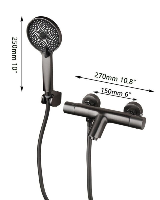 Rene Houtman Thermostatische Badkraan met 3 Standen Handdouche | Gun Metal