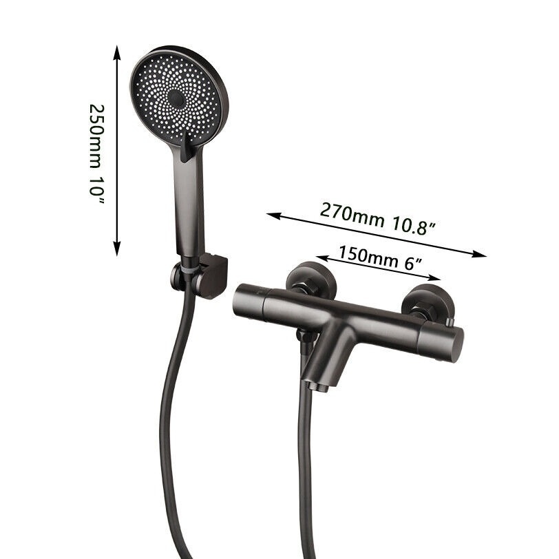 Rene Houtman Thermostatische Badkraan met 3 Standen Handdouche | Gun Metal