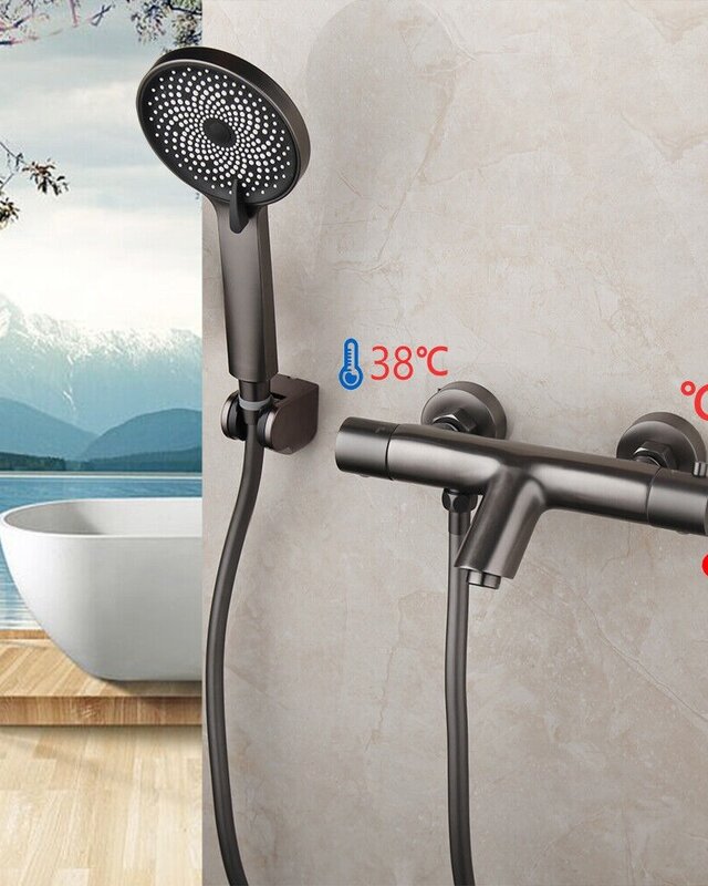 Rene Houtman Thermostatische Badkraan met 3 Standen Handdouche | Gun Metal