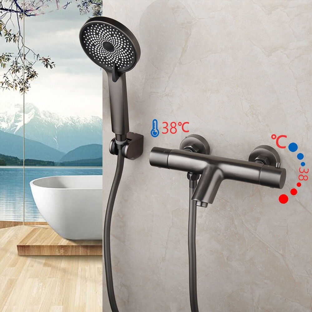 Rene Houtman Thermostatische Badkraan met 3 Standen Handdouche | Gun Metal