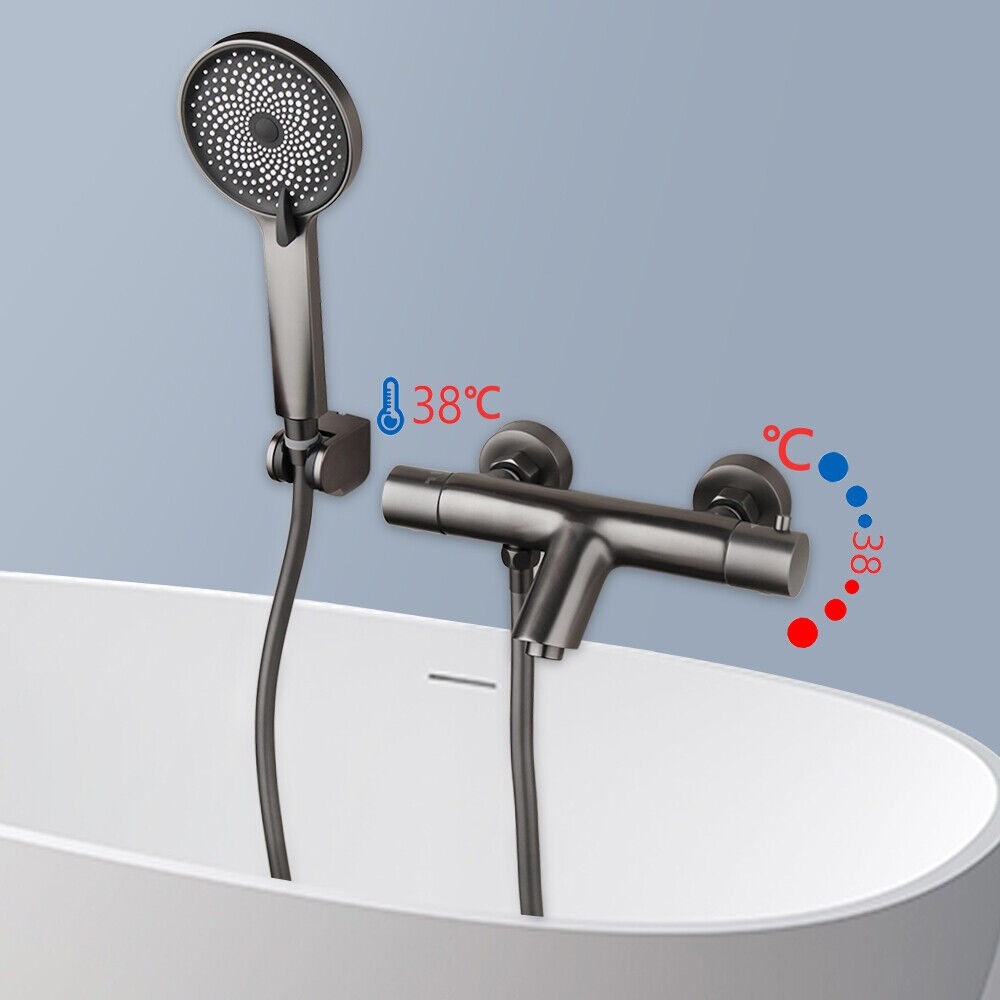 Rene Houtman Thermostatische Badkraan met 3 Standen Handdouche | Gun Metal