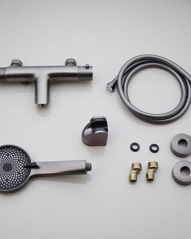 Rene Houtman Thermostatische Badkraan met 3 Standen Handdouche | Gun Metal