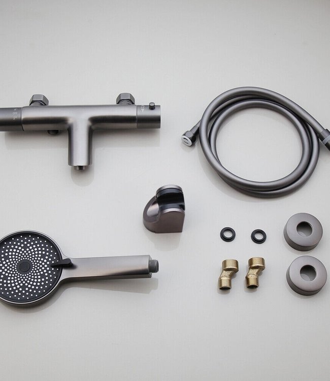 Rene Houtman Thermostatische Badkraan met 3 Standen Handdouche | Gun Metal