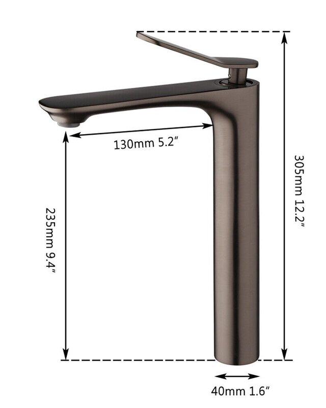 Rene Houtman Wastafelkraan | Hoog Model | Gun Metal