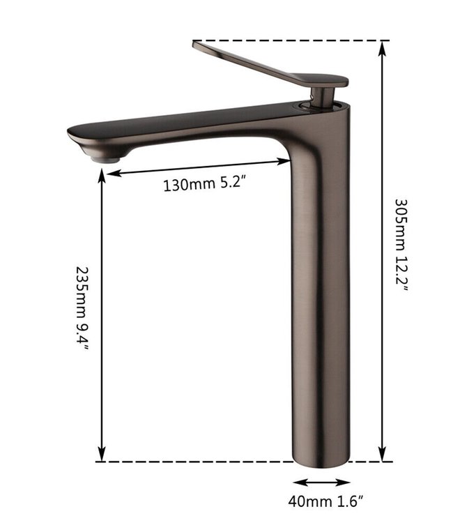 Rene Houtman Wastafelkraan | Hoog Model | Gun Metal