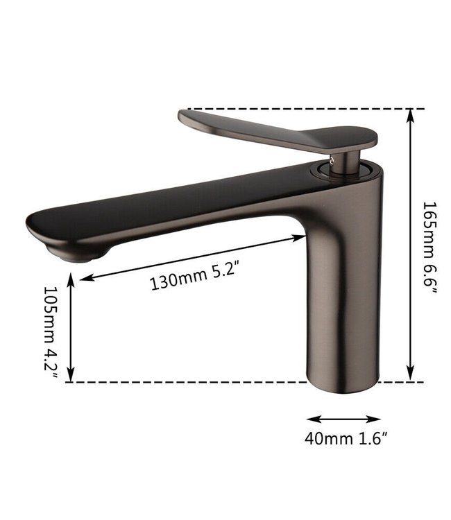 Rene Houtman Wastafelkraan | Gun Metal | Mengkraan | H16,5 cm