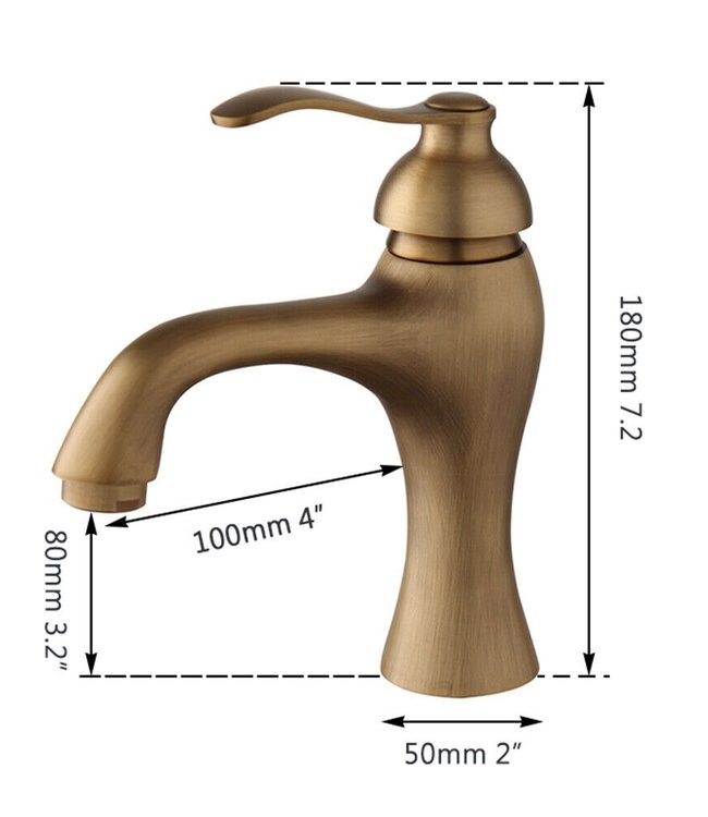 Rene Houtman Nostalgische Bronskleurige Wastafelkraan