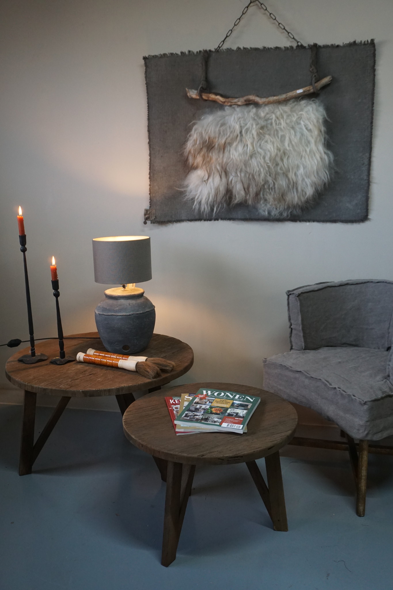 Rene Houtman Bijzettafel Set Van 2 - Dirty Grey B80xB60 cm