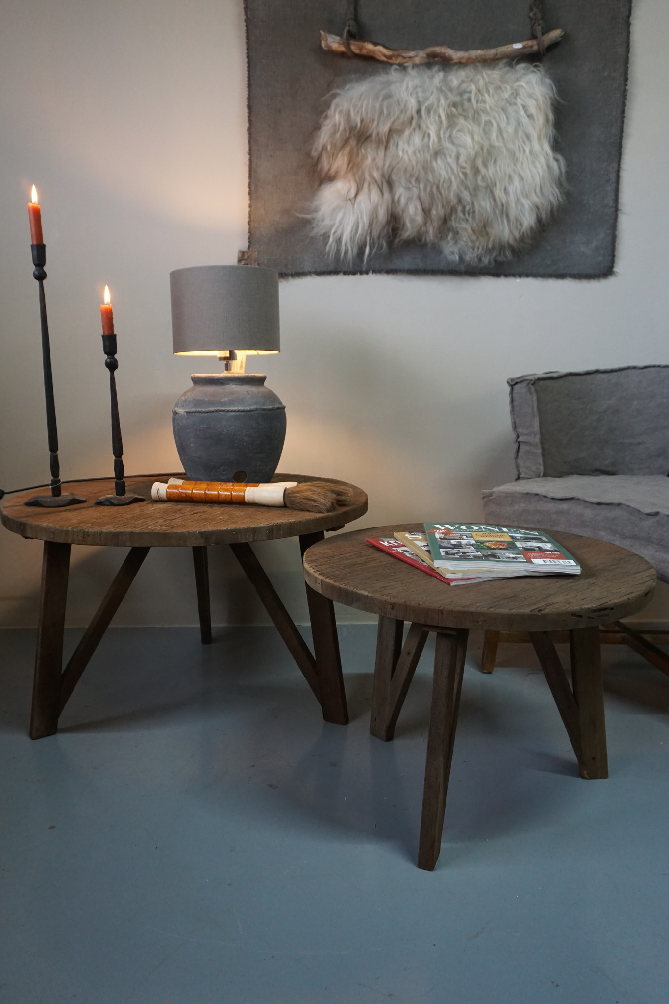 Rene Houtman Bijzettafel Set Van 2 - Dirty Grey B80xB60 cm