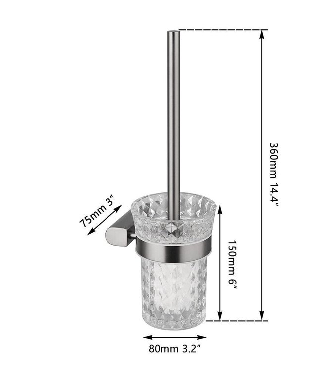 Rene Houtman WC Borstel met Muurbevestiging | Gun Metal