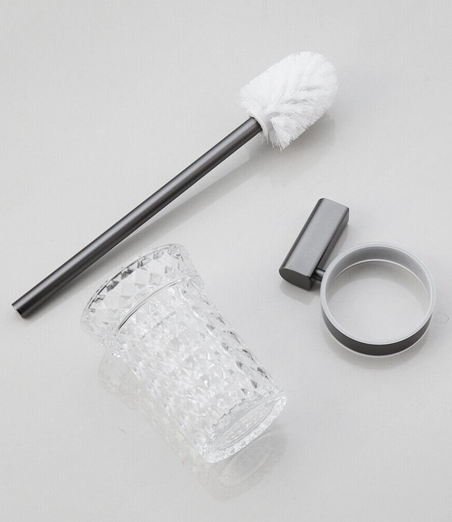 Rene Houtman WC Borstel met Muurbevestiging | Gun Metal