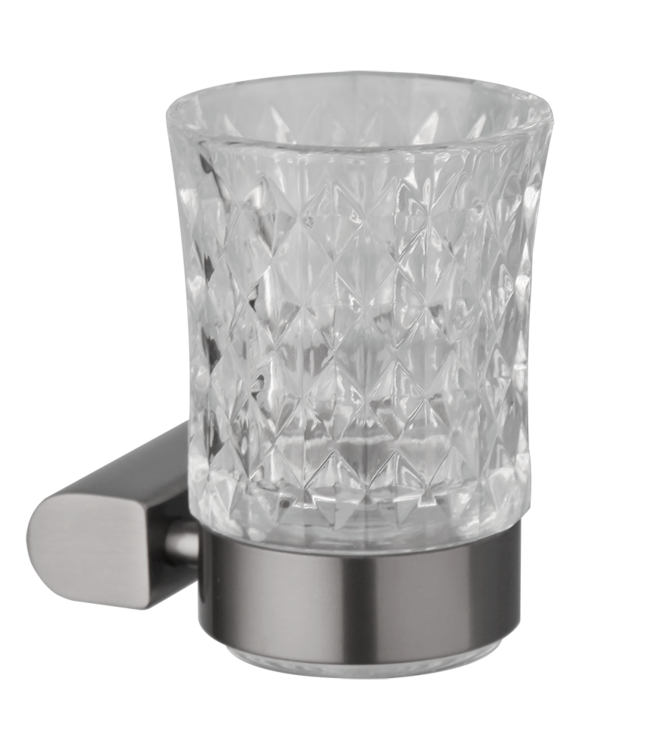 Rene Houtman Tandenborstel-houder met Glazen Beker | Gun Metal