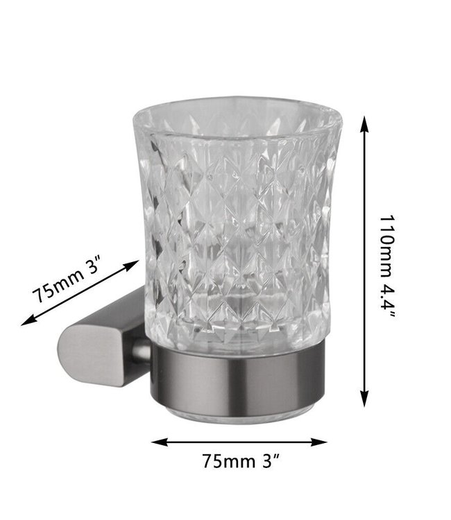 Rene Houtman Tandenborstel-houder met Glazen Beker | Gun Metal