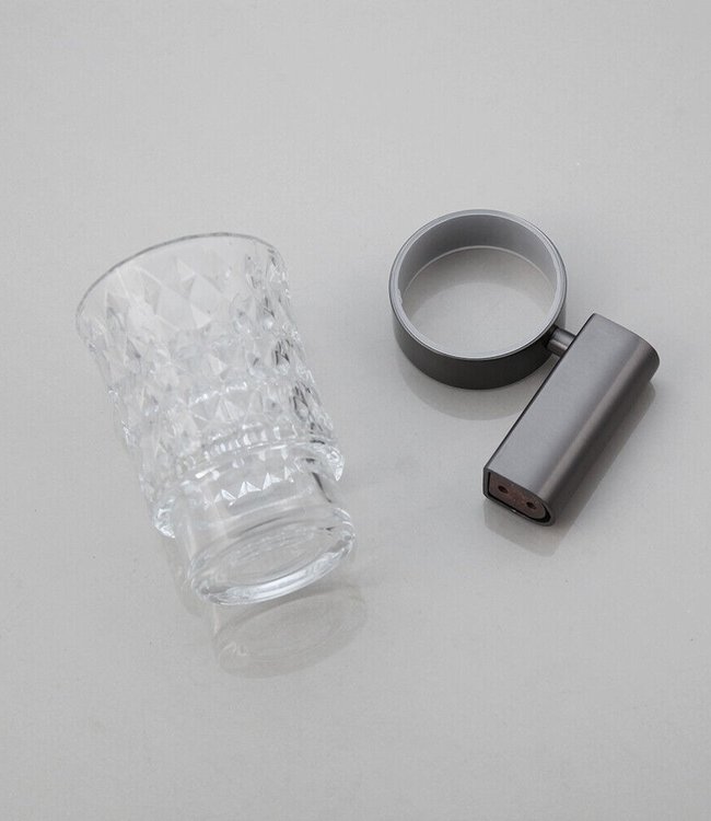 Rene Houtman Tandenborstel-houder met Glazen Beker | Gun Metal