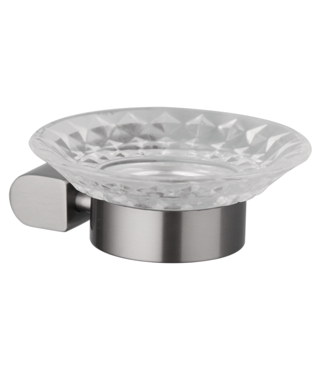 Rene Houtman Zeepbakje met Glazen Schoteltje | Muurbevestiging | Gun Metal