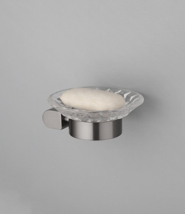 Rene Houtman Zeepbakje met Glazen Schoteltje | Muurbevestiging | Gun Metal